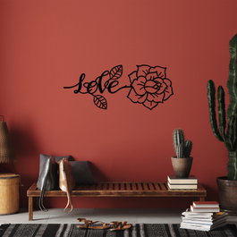 Wallity Love And Flower Escultura de pared negra
